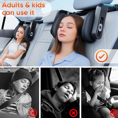 Image of Car Headrest Pillow, Car Neck Pillow Head Pillow, Car Sleeping Travel Pillow, Car Neck Head Shoulder Sleep Cushion Car Side Pillow for Kids Adults Elders