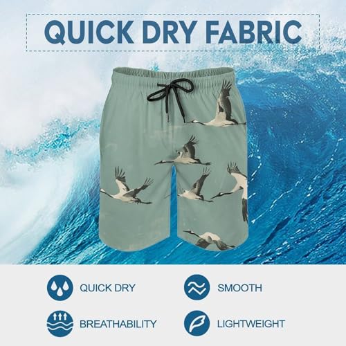 Men's Swim Trunks Quick Dry Board Shorts with Pockets Beach Shorts A Flock of Birds Bathing Suits for Men3