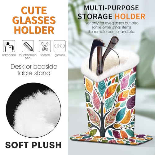 Image of Pack of 2 Plush Lined Eyeglasses Holder Stand Protective Glasses Case For Desks Or Nightstands