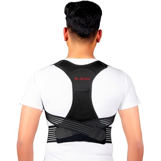 Dr.Ortho Premium Orthopaedic Posture Corrector Back Support, Improving Posture & Relieving Back Pain and Shoulder Support Belt, Spine Corrector for Men and Women (Black, Large)