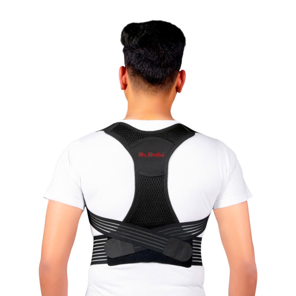 Dr.Ortho Premium Orthopaedic Posture Corrector Back Support, Improving Posture & Relieving Back Pain and Shoulder Support Belt, Spine Corrector for Men and Women (Black, Medium)-image-48