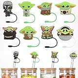 Yo-da Straw Covers Cap for 7-8mm Straws - 8 Pcs Tip Covers Compatible With Stanley 40 OZ 30 OZ Tumbler Cups, Reusable Silicone Topper, Baby Y-oda Drinking Plugs for Kids Party Favor