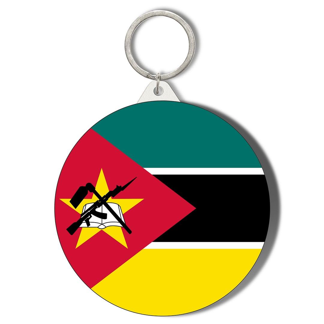 Gift Insanity White Mozambique Flag 45Mm Short Chain Mirror Keyring
