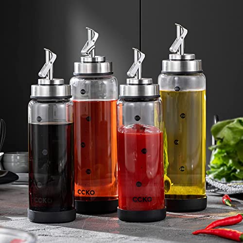 Glass Olive Oil Dispenser Bottle with Stainless Steel Spouts
