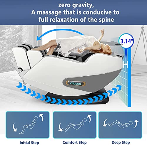 Oways Massage Chair,2023 4D Massage Chairs,Ai Voice Control Zero Gravity Chairs Full Body Shiatsu Scan And Recliner Chair Sl Track With Yoga Stretch,Heating,Bluetooth Speaker,Airbags (Grey & White) #TOP5
