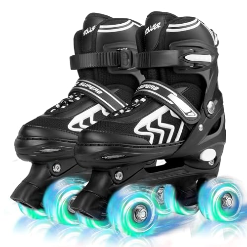 Patins à roulettes réglables pour Enfants avec Roues Lumineux Rollers en Ligne Rollers Quad pour Filles Garçon Femmes Débutants Cadeau de Noël...
