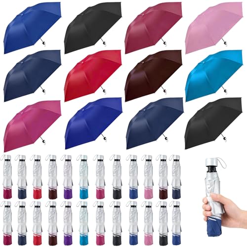 linastu 24 Pack Pack Folding Umbrellas Bulk Colorful Rain & Sun Portable bulk umbrellas Windproof Travel Umbrella Pack for Women Men Teens