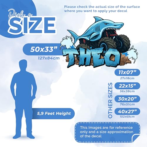 Vinilo decorativo de nombre personalizado Shark Truck para pared miniatura 3