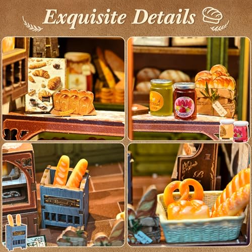 CUTEBEE Book Nook Kit - DIY Bücherregal 3D Holzpuzzle mit LED-Licht und Staubschutzhülle Mini City Decor… – Ansicht 3