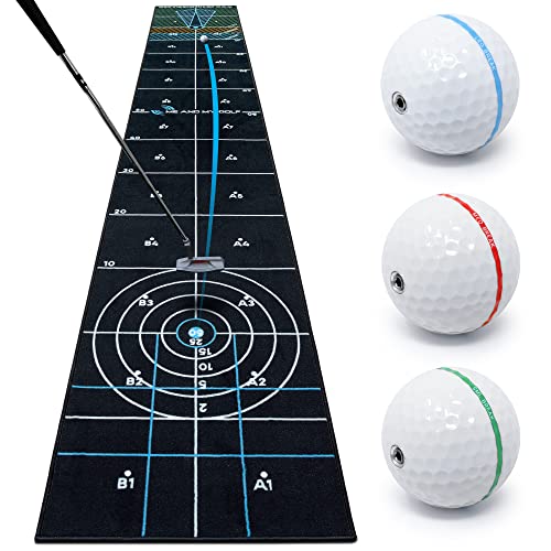 Tapis de golf longue distance de 4,3 m pour putting intérieur avec guide vidéo