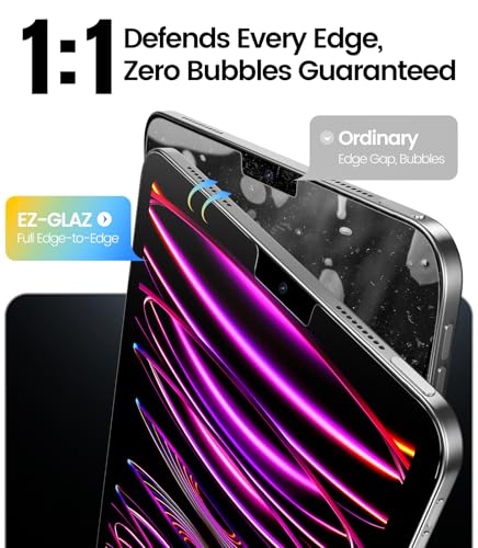 Image of EZ-GLAZ-2 Pack for iPad Pro 12.9 Inch Screen Protector 6th 5th 4th 3rd Gen (2022 /2021 /2020 /2018), Military-Grade Shatterproof, 9H+ Tempered Glass with Installation Box, Anti-Scratch, Apple Pencil Compatible, HD Clarity, Bubble Free