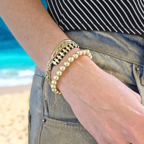 Anela 14K Gold Filled Stretchy Bead Bracelet 7mm, Tarnish Free Jewelry, Perfect Layering Bracelet, Gift Idea for Woman3