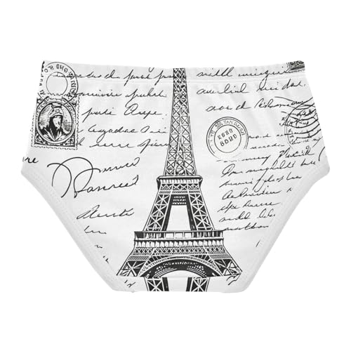 Girls Underwear Toddler 2t Cotton Panties Little Girl Artistic Kids Briefs Undies Vintage Black White Eiffel Tower2
