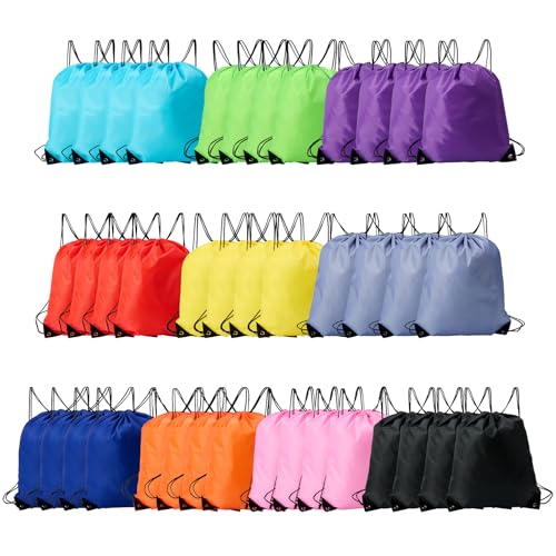 Erlyeen Drawstring Backpack Bag For Gym Sports Traveling Beach Bulk String Bag Cinch Bag Sackpack For Men Women 10 Color(40 Pack) cover