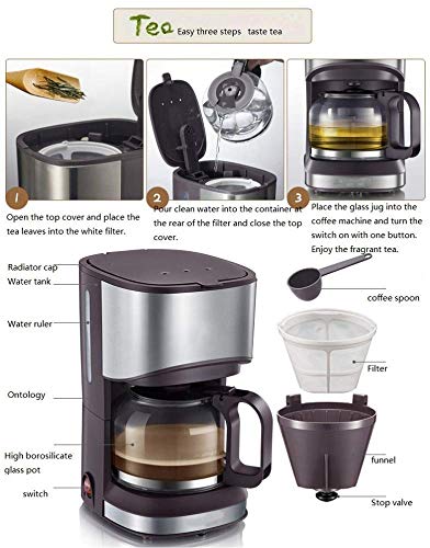 Máquina de café expreso Cafetera, cafetera, cafetera, cafetera con filtro de café y jarra de vidrio, pequeñas máquinas… - Imagen 4