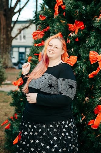 Image of CARCOS Plus Size Tops for Women Color Block Flower /Striped /Camo Crew Neck Long Sleeve Tee Shirt