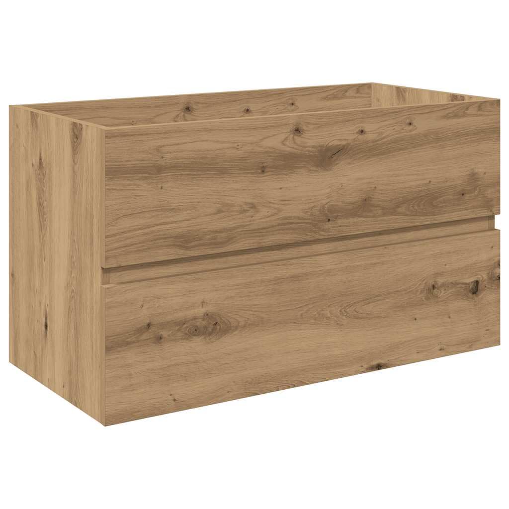 Mueble de baño con lavabo y grifo integrados, roble artesanal, 80 cm