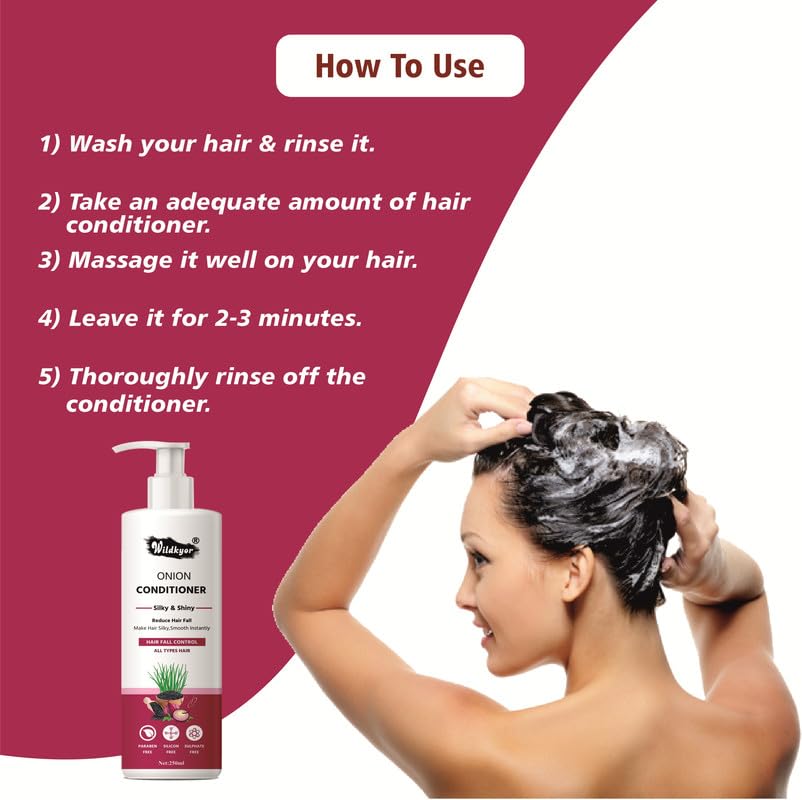 Image of Onion Hair Conditioner, Silky & Shiny, Hair Fall Control, 250ml Onilon Conditioner