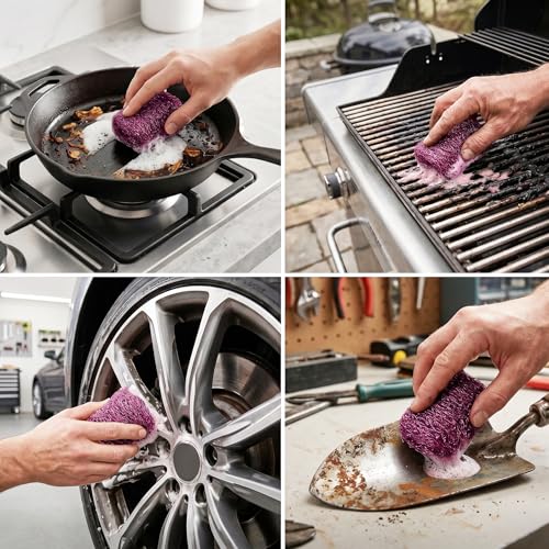 Image of SteadMax 20 Pack Steel Wool Soap Pads, Pre-Soaped Metal Scouring Pads for Easy Cleaning of Dishes, Pans, Ovens and Pots
