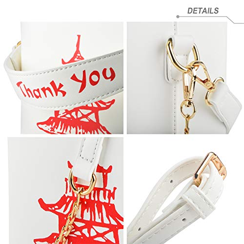 Chinese Takeout Shoulder Bag Purse for Women Tote Handbag with 2pcs Straps3