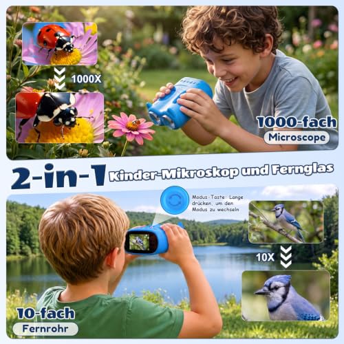 OAEBLLE 2in1 Kindermikroskop mit Fernglas, 1000X, 1080P HD, ab 3 Jahren – Ansicht 3
