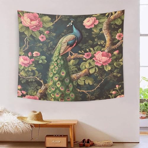 Tapiz decorativo de pavo real VZOMANLEX de 150x200 cm ideal para separar estancias