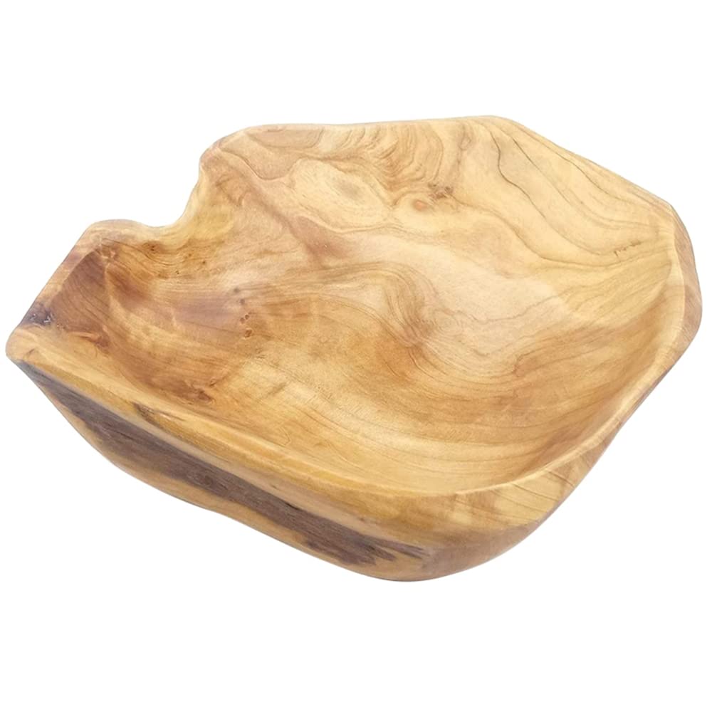 qimoi Wooden Fruit Salad Serving Bowl Hand-Carved Root Bowls Living Room Real Wood Candy Bowl 25-29cm