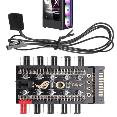 PWM - Hub de ventilador - Adaptador divisor de alimentación de ventilador de 4 pines/3 pines, caja de interfaz múltiple | Gestión de energía eficiente portátil para