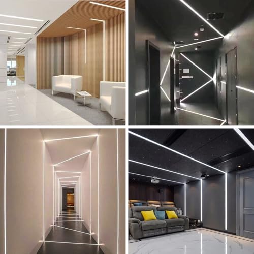 inShareplus LED Trockenbauprofil,6er-Pack, 3,3 ft/1 m, Aluminiumkanal mit milchiger Abdeckung; trimless LED-Strip-Diffusor für Unterbau, Regal, Wand, Tisch, Decke und Ecken (danbian290)