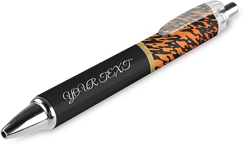Bolígrafos personalizados con estampado de leopardo de tigre con punta de lápiz capacitivo, bolígrafos personalizados con nombre y logotipo de texto