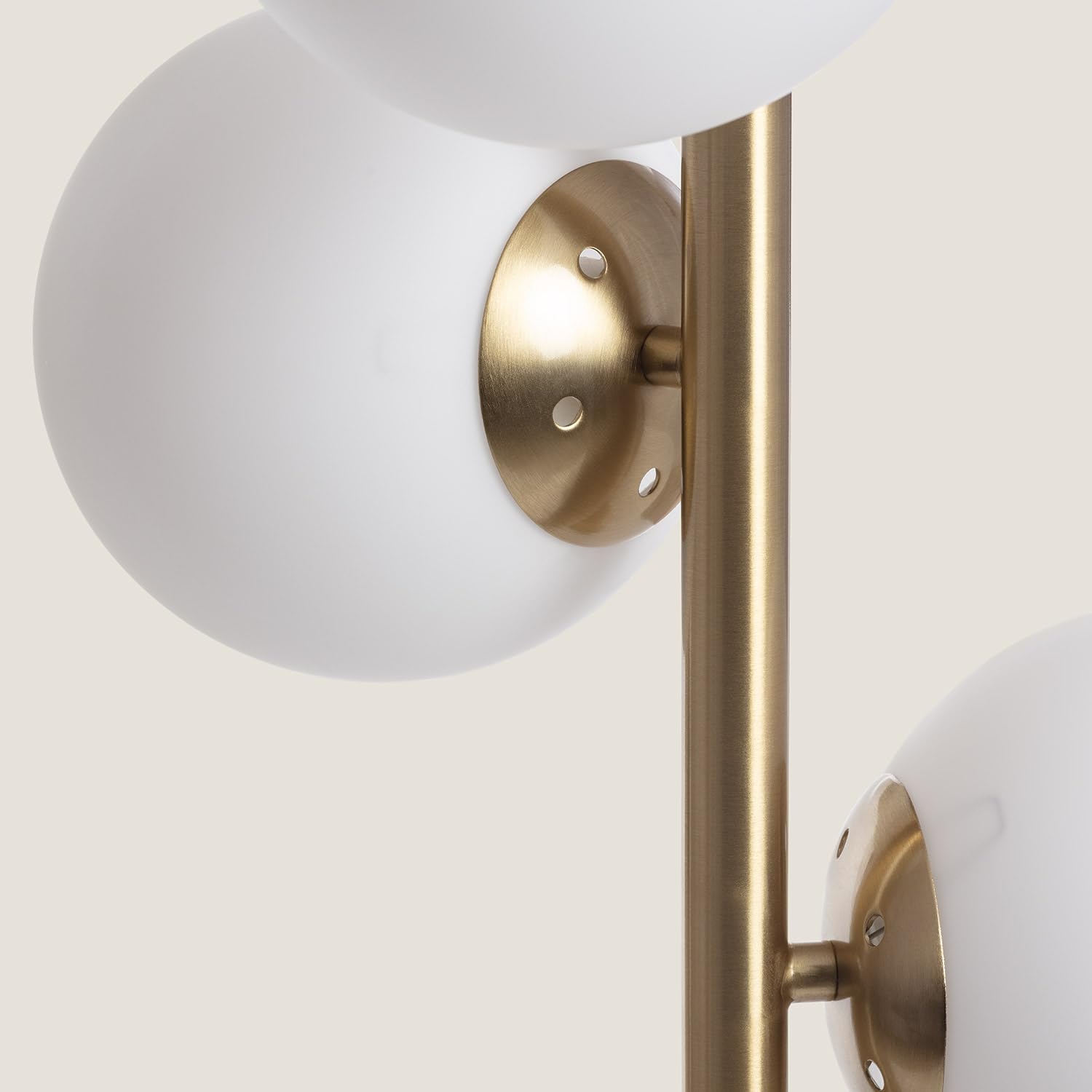 LEDKIA Lámpara de Pie Metal y Cristal Moonlight Brass Round 3 Focos Dorado