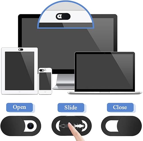 Miniatura 6 de Mesee 50 piezas deslizantes de cubierta para cámara web, 0.027 pulgadas ultra delgada cámara web protectora privacidad calcomanías deslizantes para