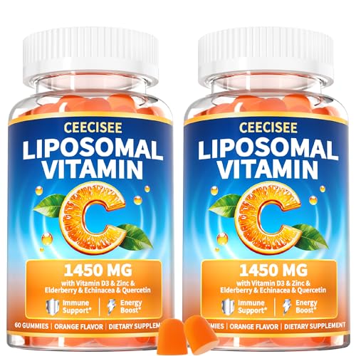 Ceecisee Liposomal Vitamin C Gummy for Adults: Organic Chewable Extra Strength Vitamin C and Zinc Gummies Plus Zinc D3 Elderberry Echinacea - Natural Orange Flavor Sugar Free Immune Support(120Count)