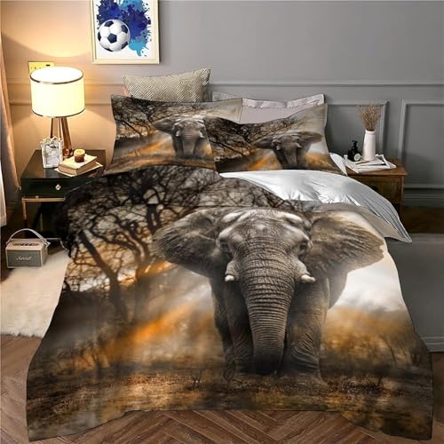 Housse de couette éléphant d'Afrique lit simple microfibre douce