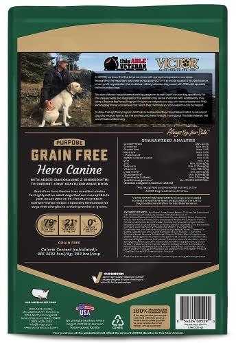 Image of VICTOR Purpose Grain Free Hero Canine Dry Kibble - Active Adult Dogs, 5 lb | Super Premium Dog Food, Gluten Free, High protein With Glucosamine and Chondroitin, Supports Hip and Joint Health, 5lbs
