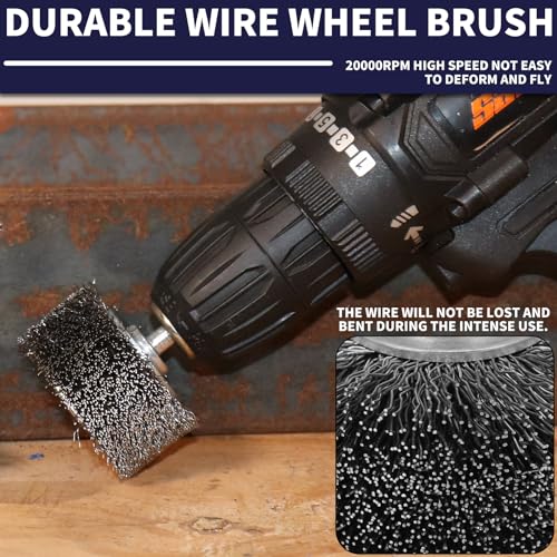 Image of 10 Pack 2 Inch Wire Wheel Brush for Drill Attachment,Heavy Duty Wire Brushes Removal Paint Rust & Corrosion, 0.012 inch Coarse Crimped Stainless Steel Wire, 1 /4in Shank, 20000RPM