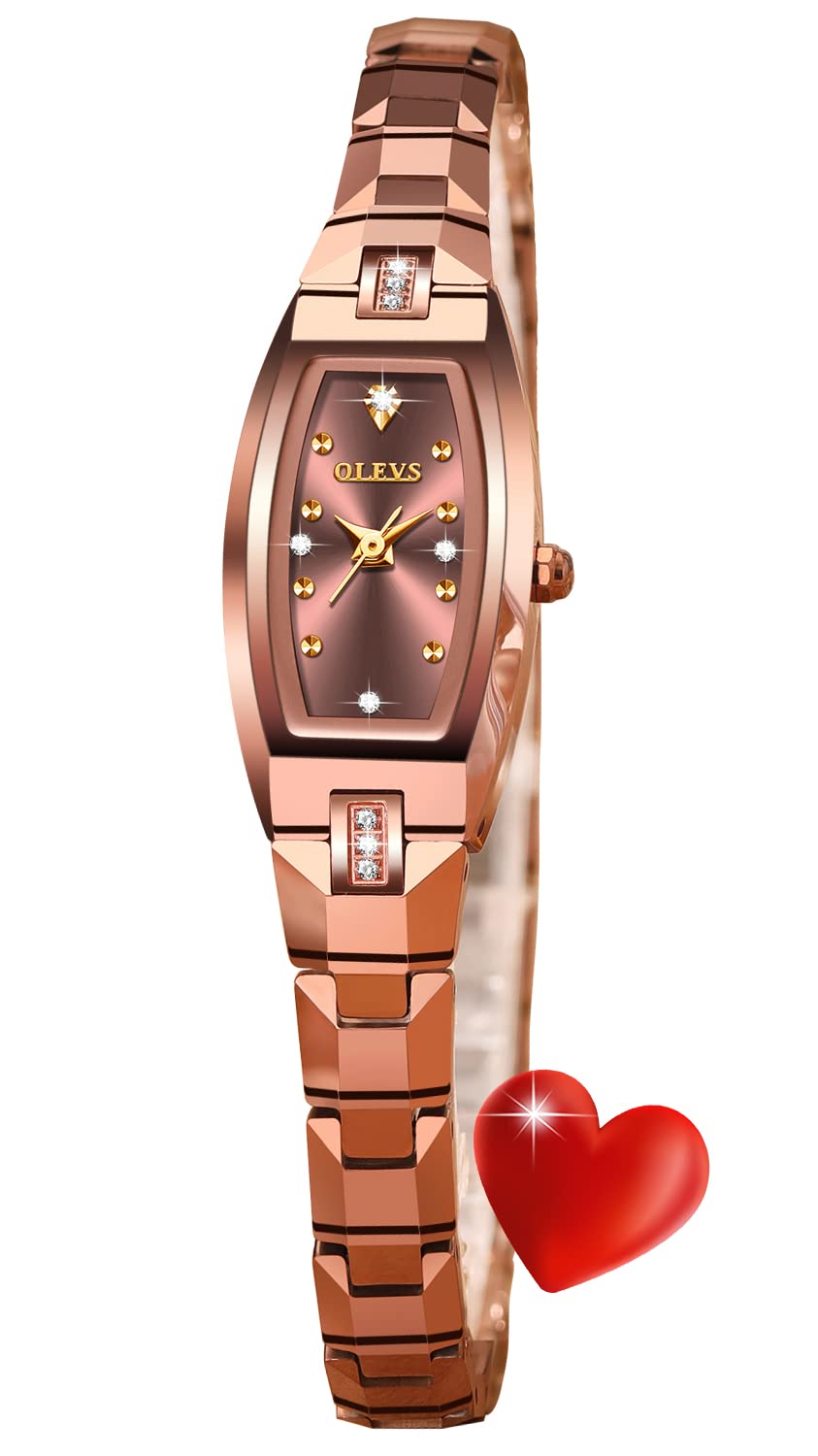 OLEVSGold Watches Women Diamond Square Elegant Ladies Dress Small Slim Thin Wrist Watch