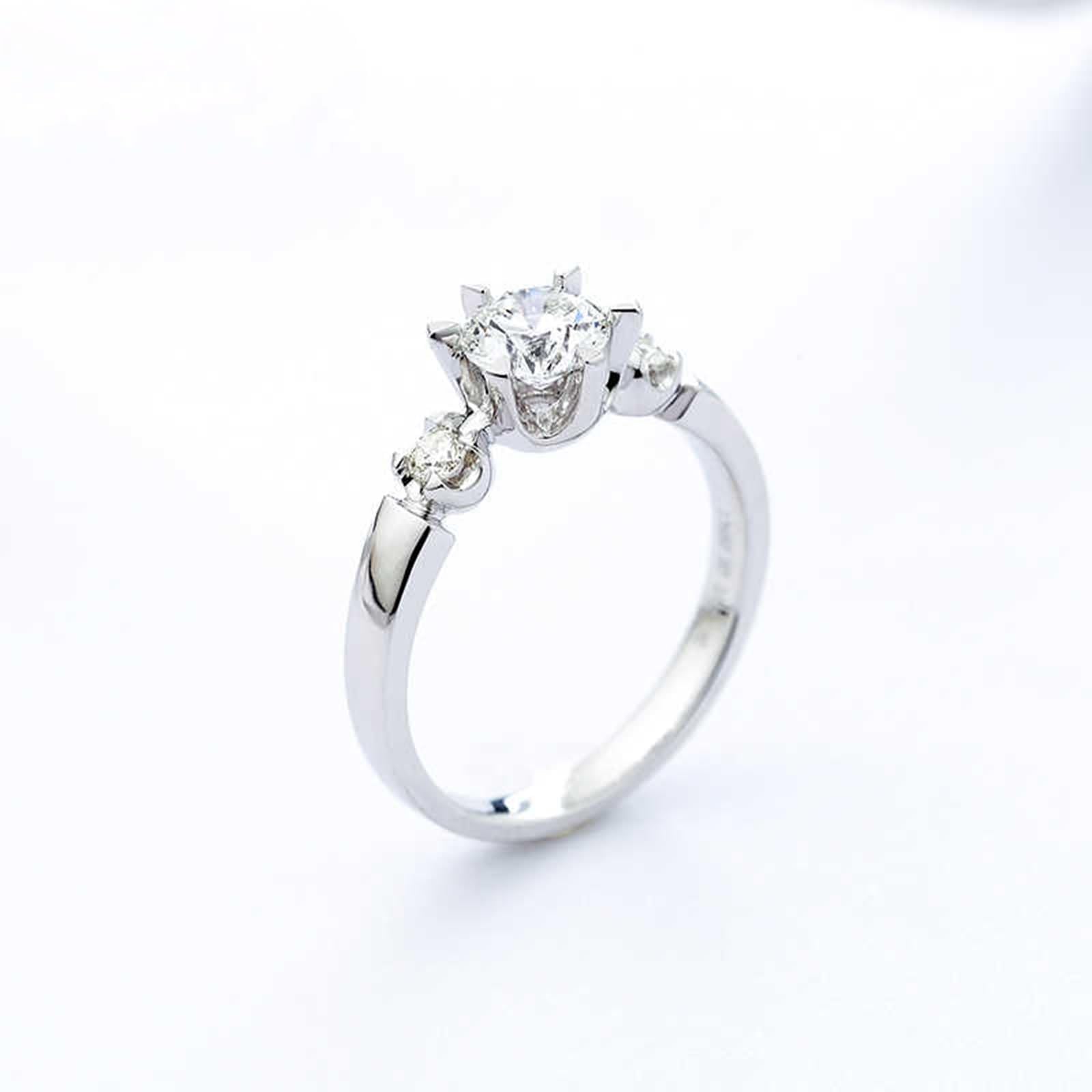 Anillo de novia, alianzas de boda a juego con diamantes de oro blanco y conjuntos de joyas Pt950 para mujer
