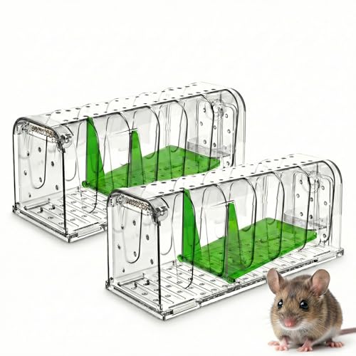 #VerdientProvisionen<br>Mouse Trap Mausefalle 2er Set Rattenfalle Mäuse Wirksam für Kleine Mäuse (Transparent)