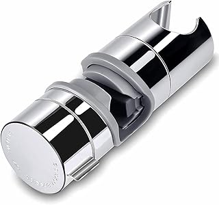 Adjustable Shower Head Holder for Slide Bar, Universal 18-25MM Rail Head Bracket Hand Shower Arm Adapter Slider Clamp Bathroom Replacement 360 Degree Rotation Sprayer Holder Mount, ABS Chrome