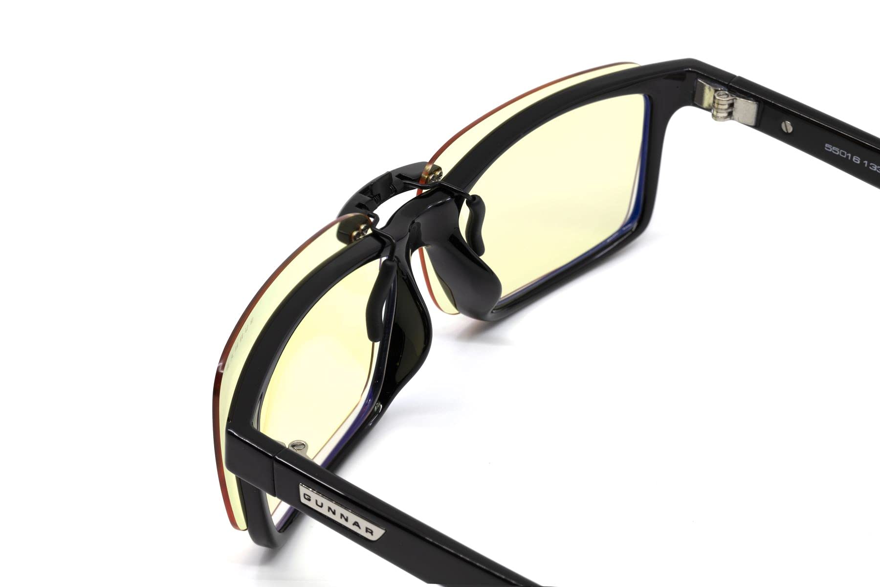 GUNNAR Okulary blokujące światło niebieskie - Parker Clip-on - Amber | Okulary PC/gaming - Parker Clip-on - Onyx - Bursztynowe - Blokuje 65% światła niebieskiego i 100% UV