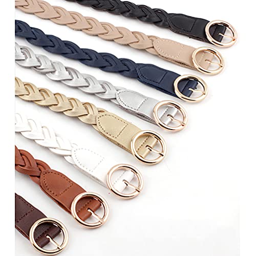 Familyhouse Women's Braided Non-porous Woven Leather Skinny Belt with O-ring Buckle for Jeans Dress Ladies Belts4