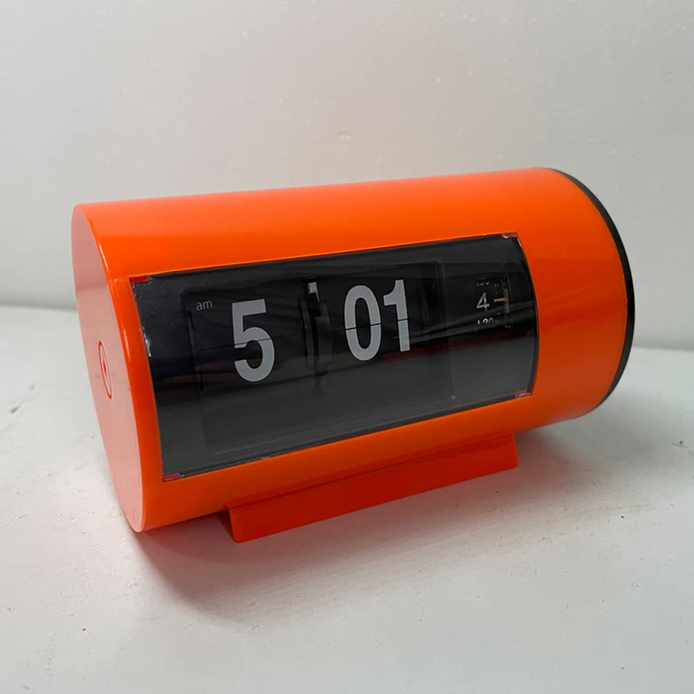 Horloge De Table Rétro à Bascule Automatique – Format 12h AM/PM – Blanc – Avec Réveil