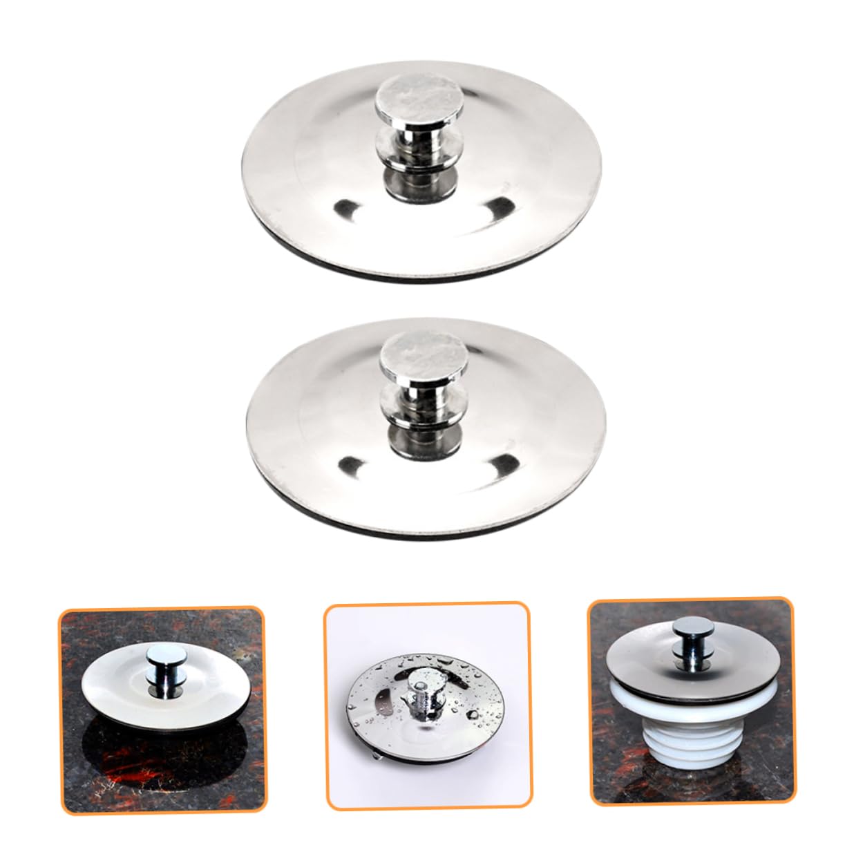 IWOWHERO 2pcs Stainless Steel Drain Stoppers for Bathtubs Sinks Tub Plugs with Sealing Easy to Clean Use for Home Kitchen Bathroom