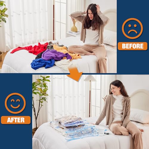 Image of HIBAG Vacuum Storage Bags with Electric Pump, Vacuum Seal Bags for Clothing, Pillows, Blanket Bedding Comforters, 30 pack