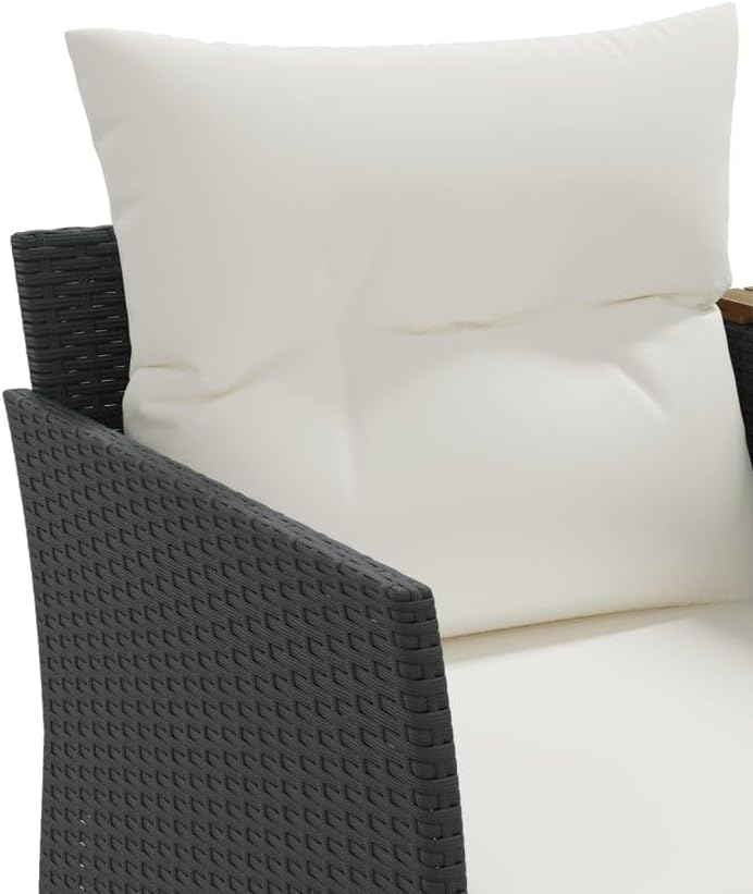 Garden Sofa Black PE Rattan, 2-Seater Outdoor Lounge Set with Adjustable Feet, UV Resistant Patio Furniture for Balcony, Terrace, and Garden Patio Chair