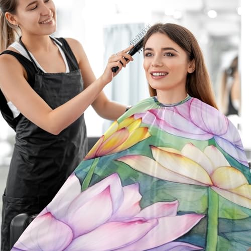 Capa para corte de cabello impermeable profesional Butterflies and Lotus con cierre ajustable de broche para barbería y estilismo miniatura 7