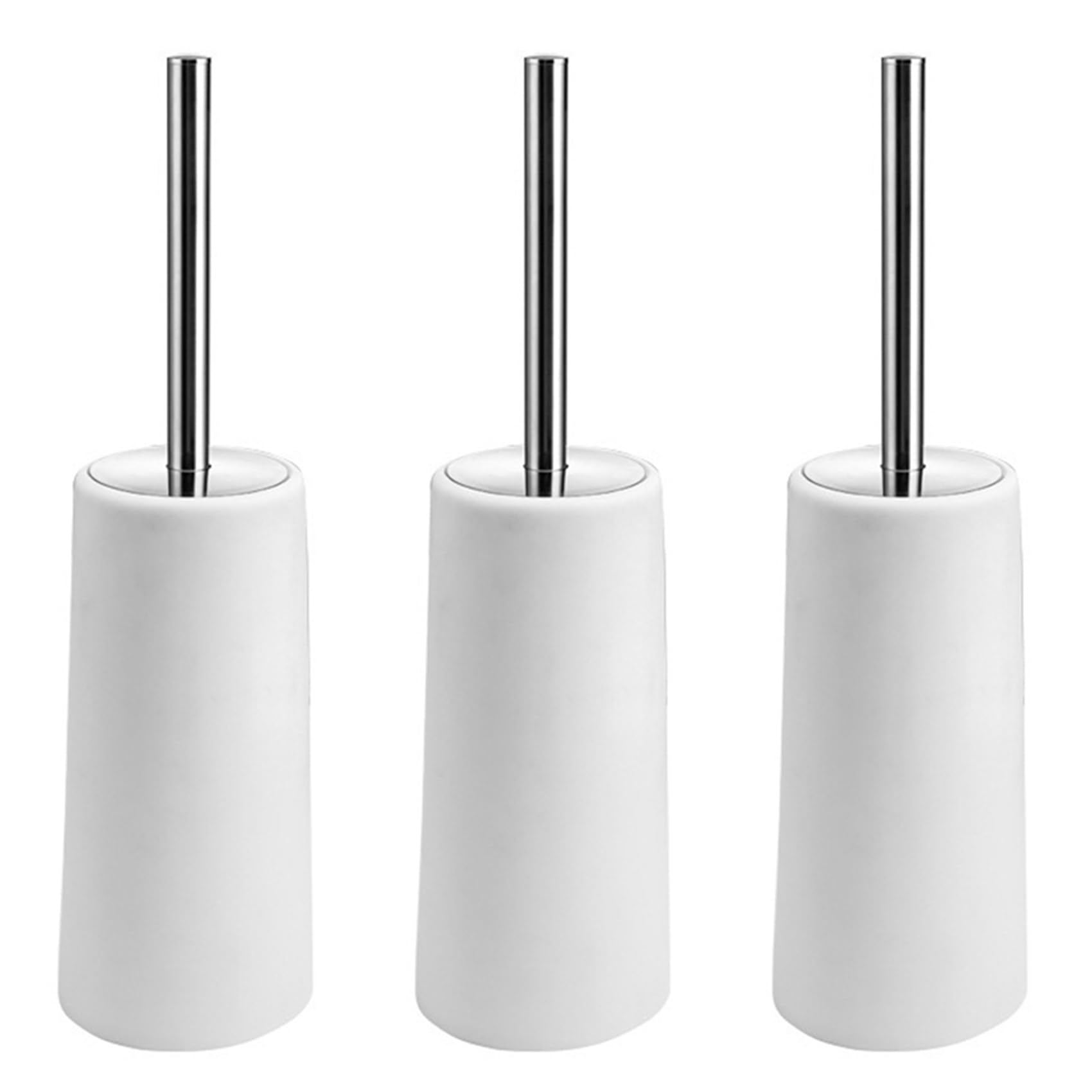Hndhbfgrt 3X Toilet Brush and Holder, 2 Pack Toilet Brush with 304 Stainless Steel Long Handle, Toilet Bowl Brush White