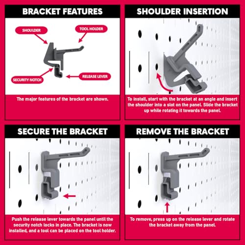 Image of 1-Inch Plastic Hook Model 119 | Compatible with Wall Control | for Tool Wall Organization to Hang Wrench, Adjustable Wrench, Hammer, Paint Brush, Merchandise, Scissors, and More | 10-Pack