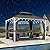 PURPLE LEAF 10' X 12' Gazebo White Aluminum Frame Galvanized Double Roof Hardtop Gazebo Curtains and Netting Included with String Lights for Garden Deck Lawns and Backyard, Grey